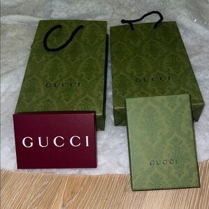 Gucci Olive Green Gift Bags with Burgundy Box